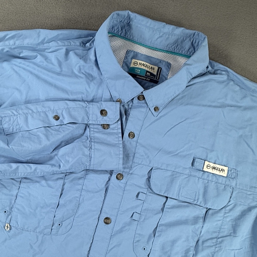 Magellan Fishing Shirt 3XL Blue Outdoors Vented Mesh Back Long Sleeve